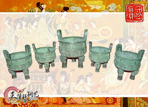 銅鼎，銅五鼎，中國鼎，佛像用鼎